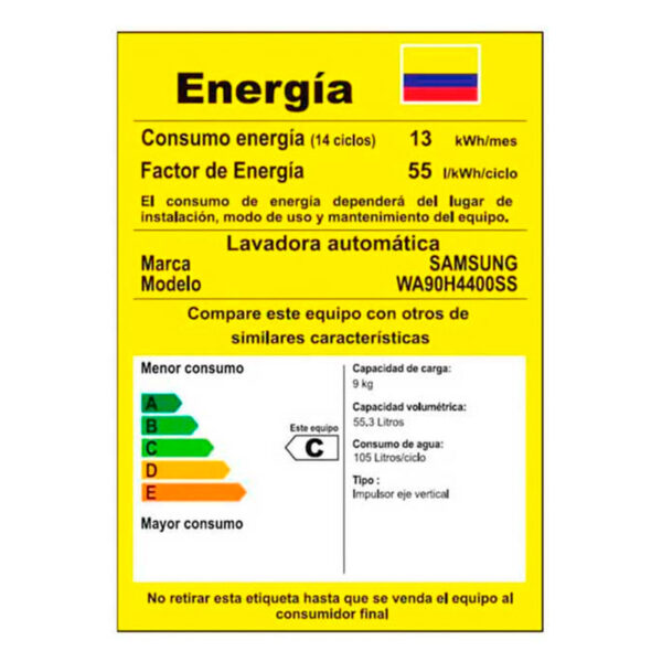 Lavadora SAMSUNG Carga Superior 9 Kilogramos WA90H4400SS Gris - Imagen 8