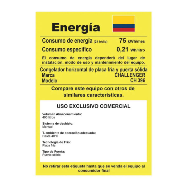 Congelador Doble Puerta Horizontal 535 Litros Brutos - CH 396 / 535 L - Imagen 3