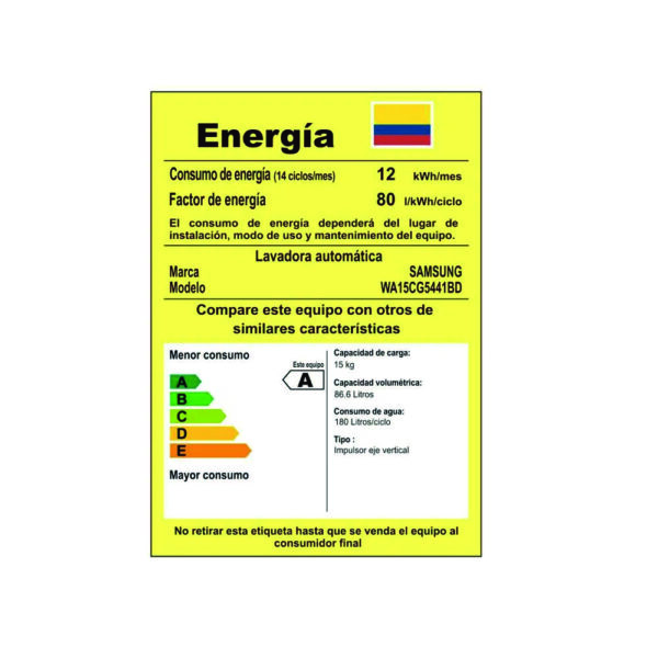 WA15CG5441BD/CO Lavadora con EcoBubble?, 15Kg - Imagen 7