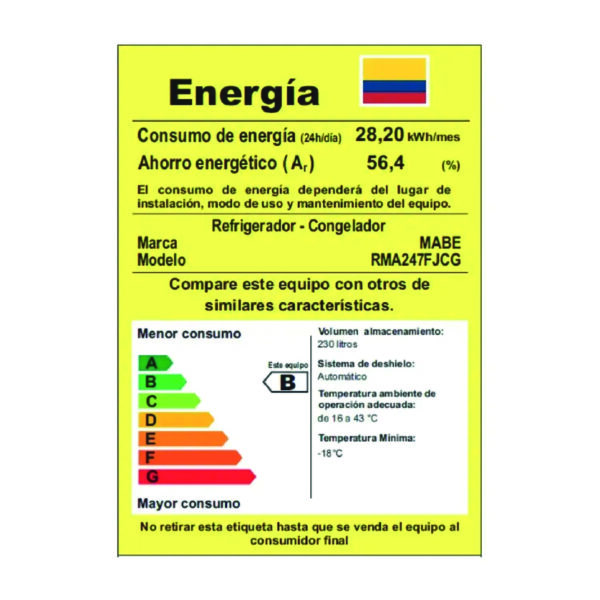 Nevera Mabe No Frost Congelador Superior 230 Litros Brutos Grafito - Imagen 7