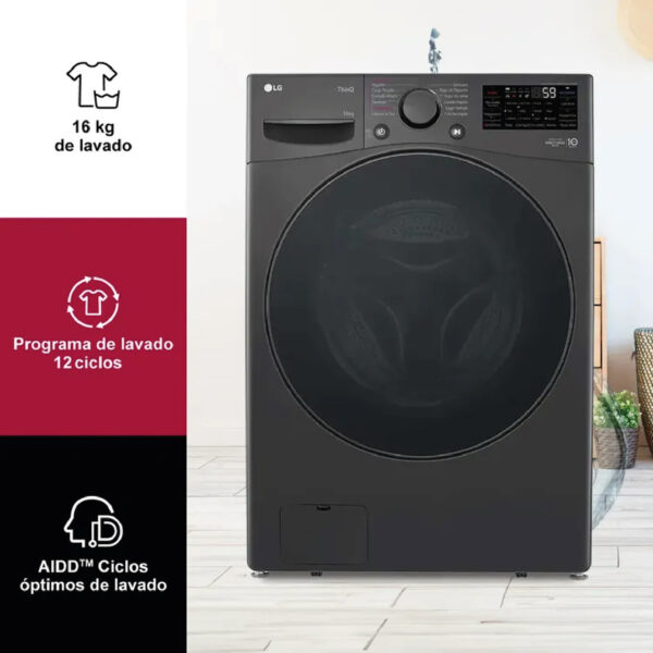 Lavadora LG Carga Frontal 16 Kilos  Negro - Imagen 3