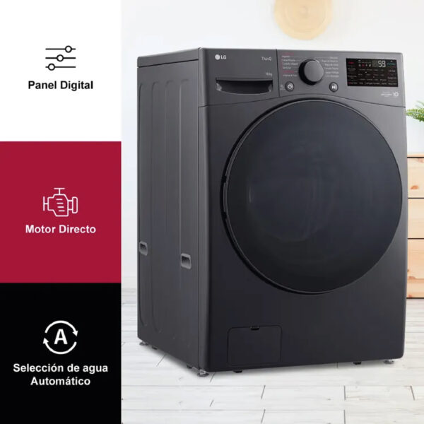 Lavadora LG Carga Frontal 16 Kilos  Negro - Imagen 4