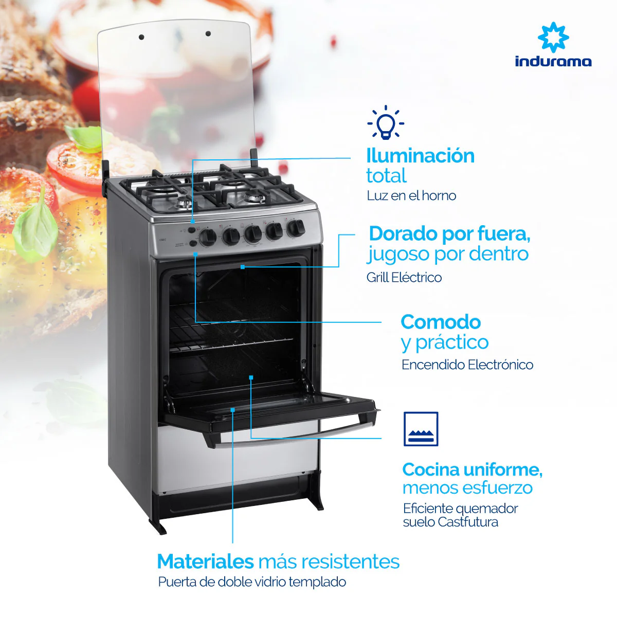 Estufa INDURAMA CADIZ 4 PTS Gas Natural 30001498 - Imagen 4