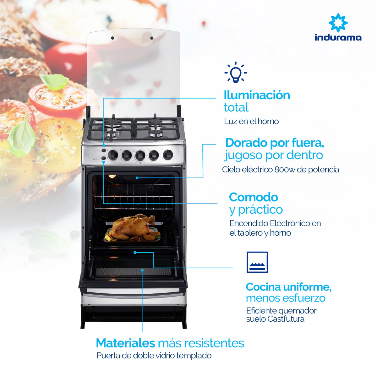 Estufa INDURAMA Bilbao Plus 4PTOS Gas Natural TBIL008 - Imagen 6