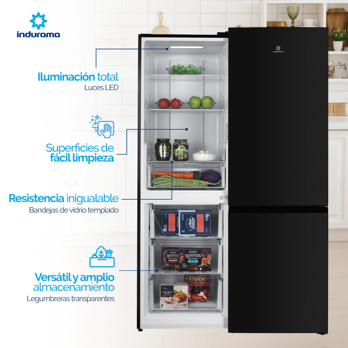 Nevera Indurama Tipo Europeo Bottom Mount Ri-6312 Negra 312 Lts - Imagen 8