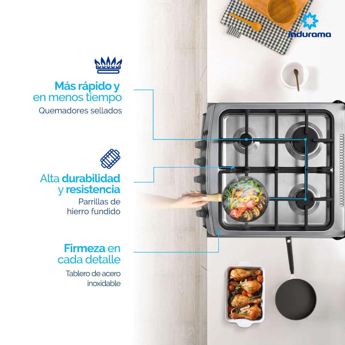 Estufa INDURAMA Bilbao Plus 4PTOS Gas Natural TBIL008 - Imagen 7