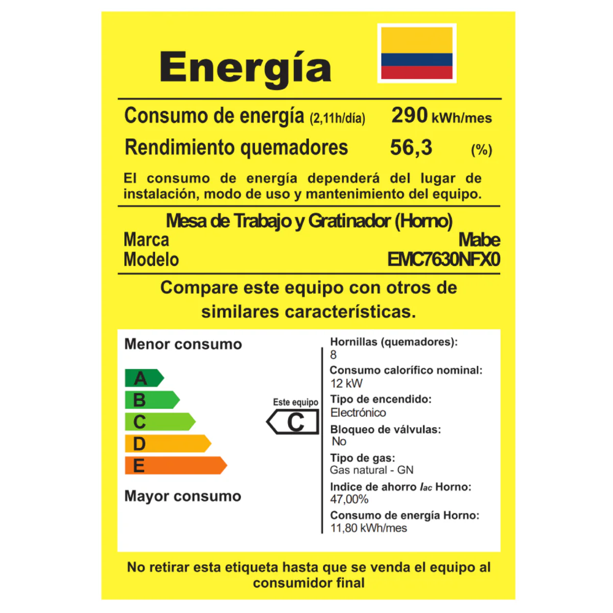 Estufa de Piso a Gas 76 cm Inox Mabe - EMC7630NFX0 - Imagen 4
