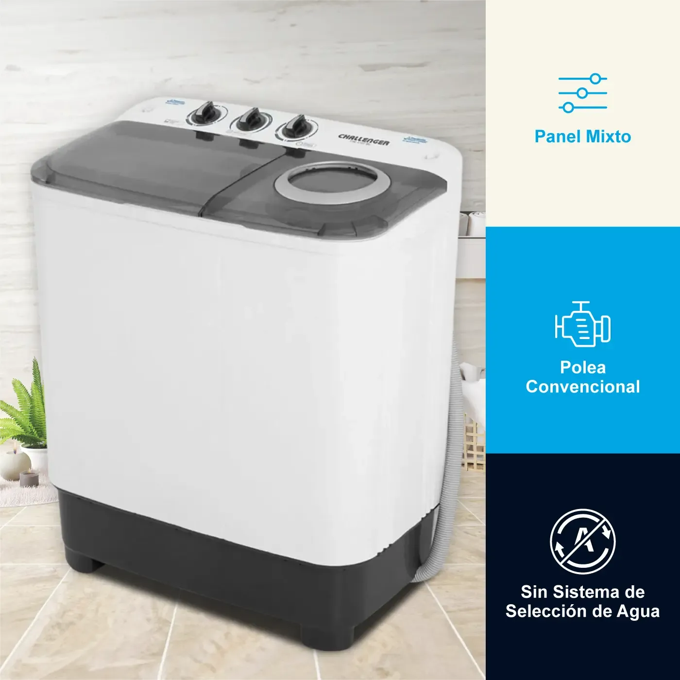 Lavadora CHALLENGER 7KG Doble Tina CW-4707 - Imagen 4